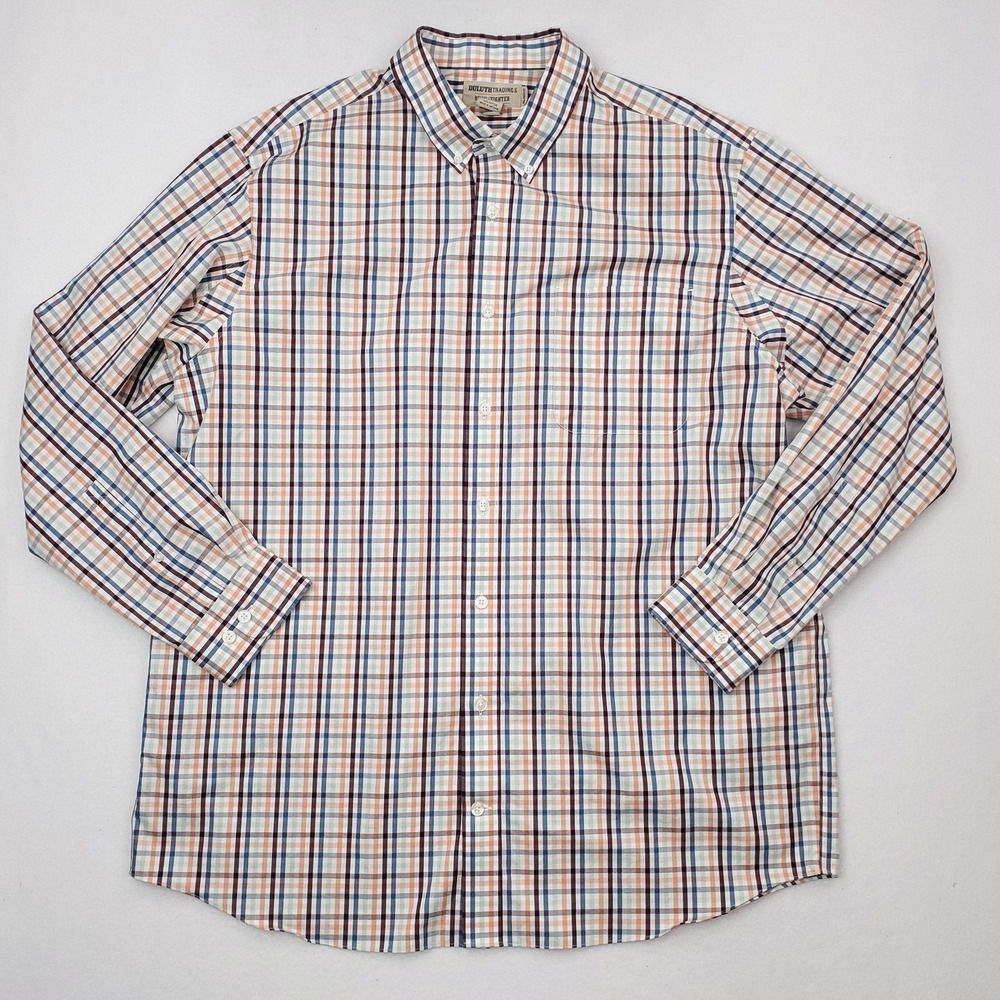 Duluth‎ Trading Shirt Mens XL Tall Plaid WrinkleFighter Long Sleeve Button Down